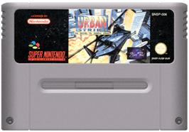 Cartridge artwork for Urban Strike on the Nintendo SNES.