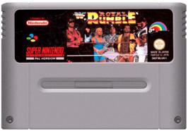 Cartridge artwork for WWF Royal Rumble on the Nintendo SNES.