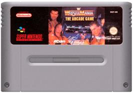 Cartridge artwork for WWF Wrestlemania: The Arcade Game on the Nintendo SNES.