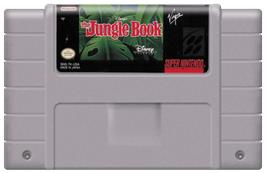 Cartridge artwork for Walt Disney's The Jungle Book on the Nintendo SNES.