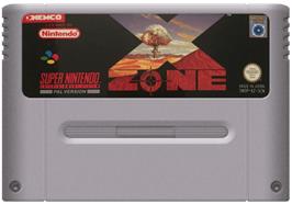 Cartridge artwork for X-Zone on the Nintendo SNES.