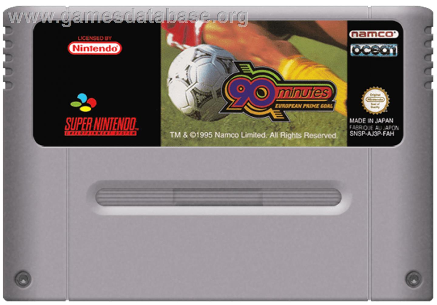 90 Minutes: European Prime Goal - Nintendo SNES - Artwork - Cartridge
