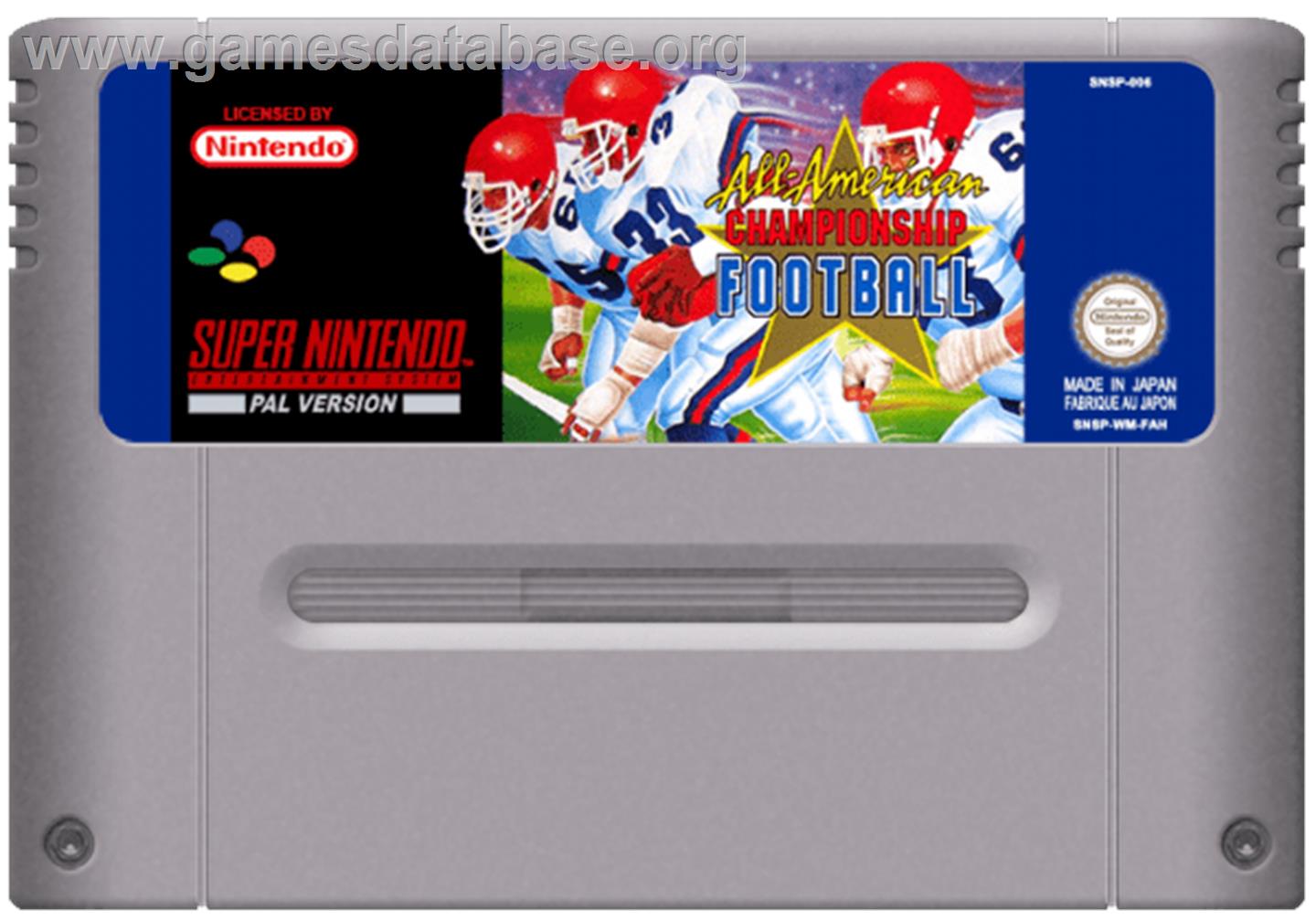 All-American Championship Football - Nintendo SNES - Artwork - Cartridge