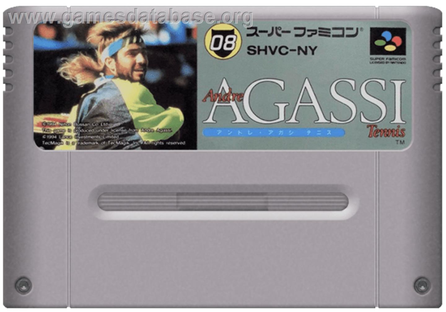 Andre Agassi Tennis - Nintendo SNES - Artwork - Cartridge