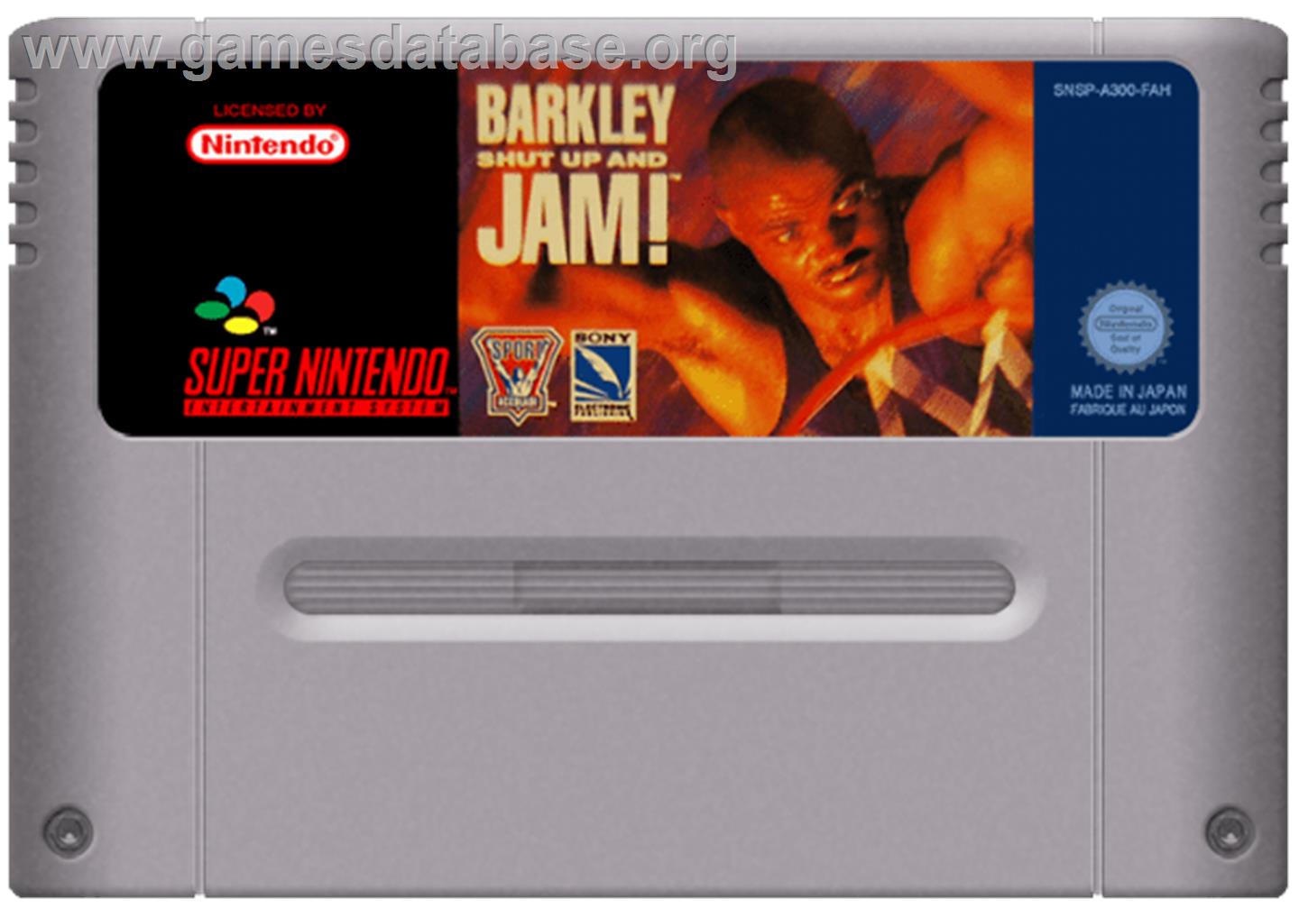 Barkley: Shut Up and Jam! - Nintendo SNES - Artwork - Cartridge