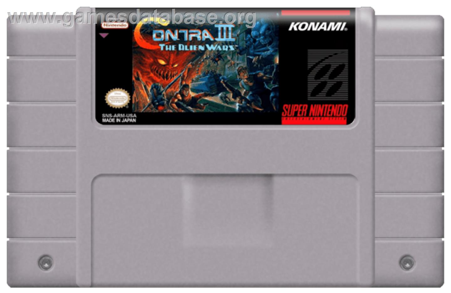 Contra III: The Alien Wars - Nintendo SNES - Artwork - Cartridge