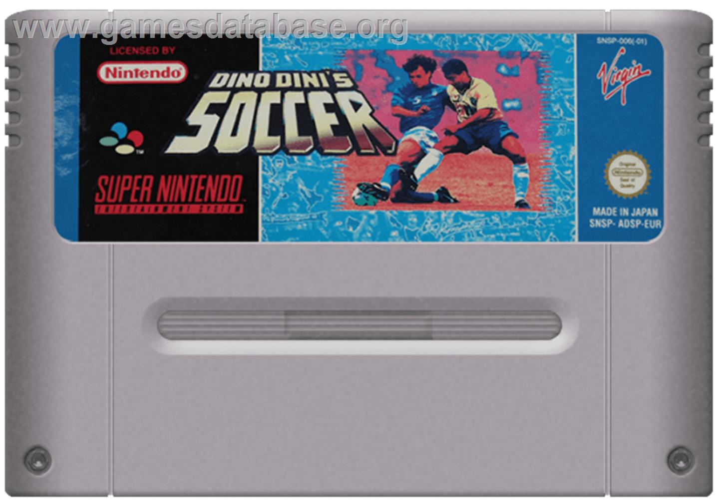 Dino Dini's Soccer - Nintendo SNES - Artwork - Cartridge