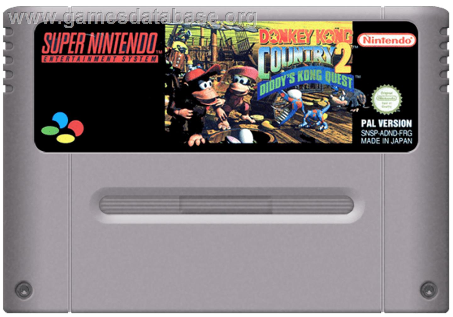 Donkey Kong Country 2: Diddy's Kong Quest - Nintendo SNES - Artwork - Cartridge