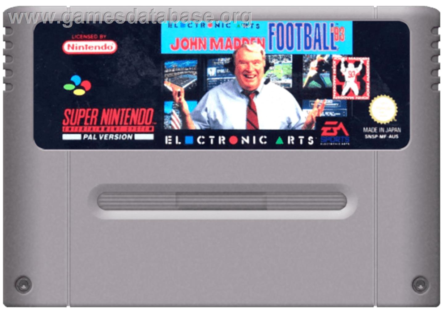 John Madden Football '93 - Nintendo SNES - Artwork - Cartridge