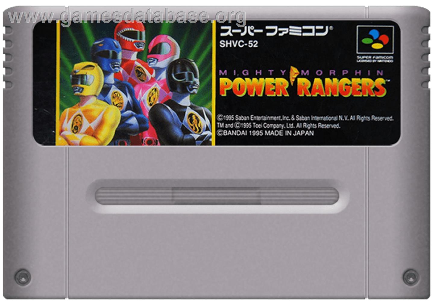 Mighty Morphin Power Rangers - Nintendo SNES - Artwork - Cartridge
