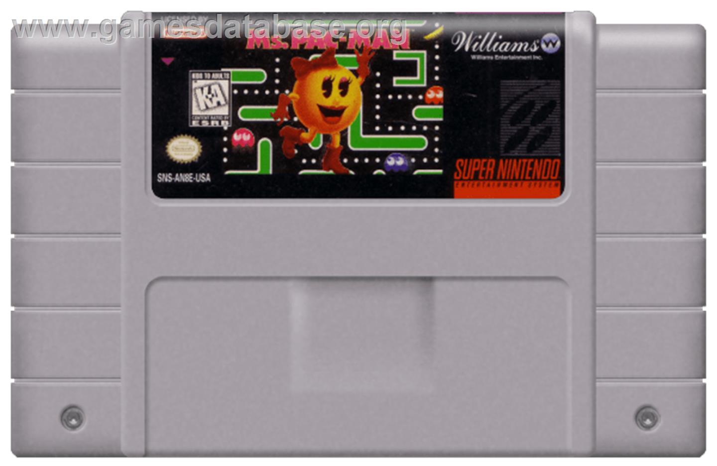 Ms. Pac-Man - Nintendo SNES - Artwork - Cartridge