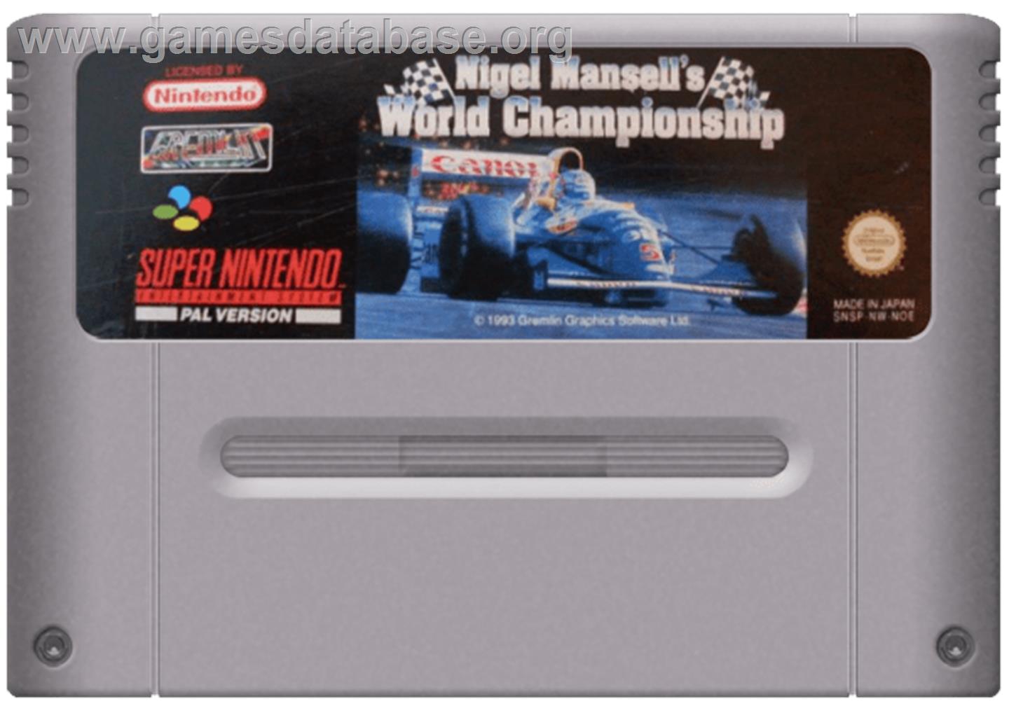 Nigel Mansell's World Championship - Nintendo SNES - Artwork - Cartridge