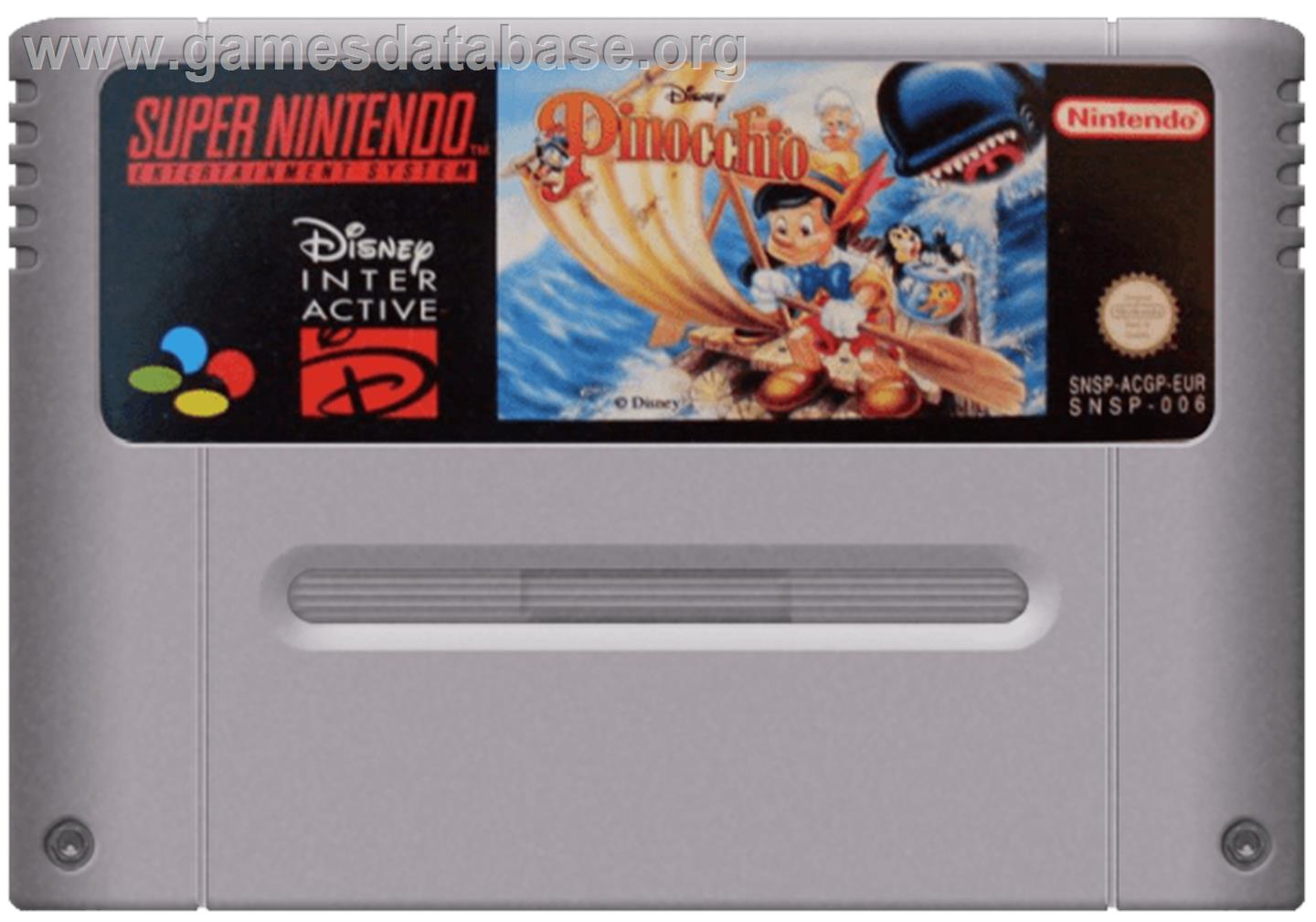 Pinocchio - Nintendo SNES - Artwork - Cartridge
