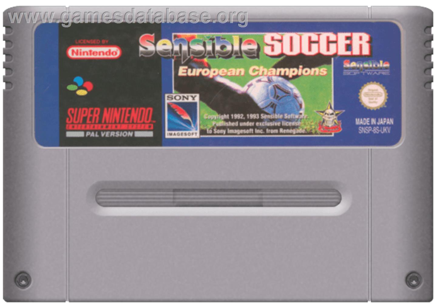 Sensible Soccer: European Champions - Nintendo SNES - Artwork - Cartridge