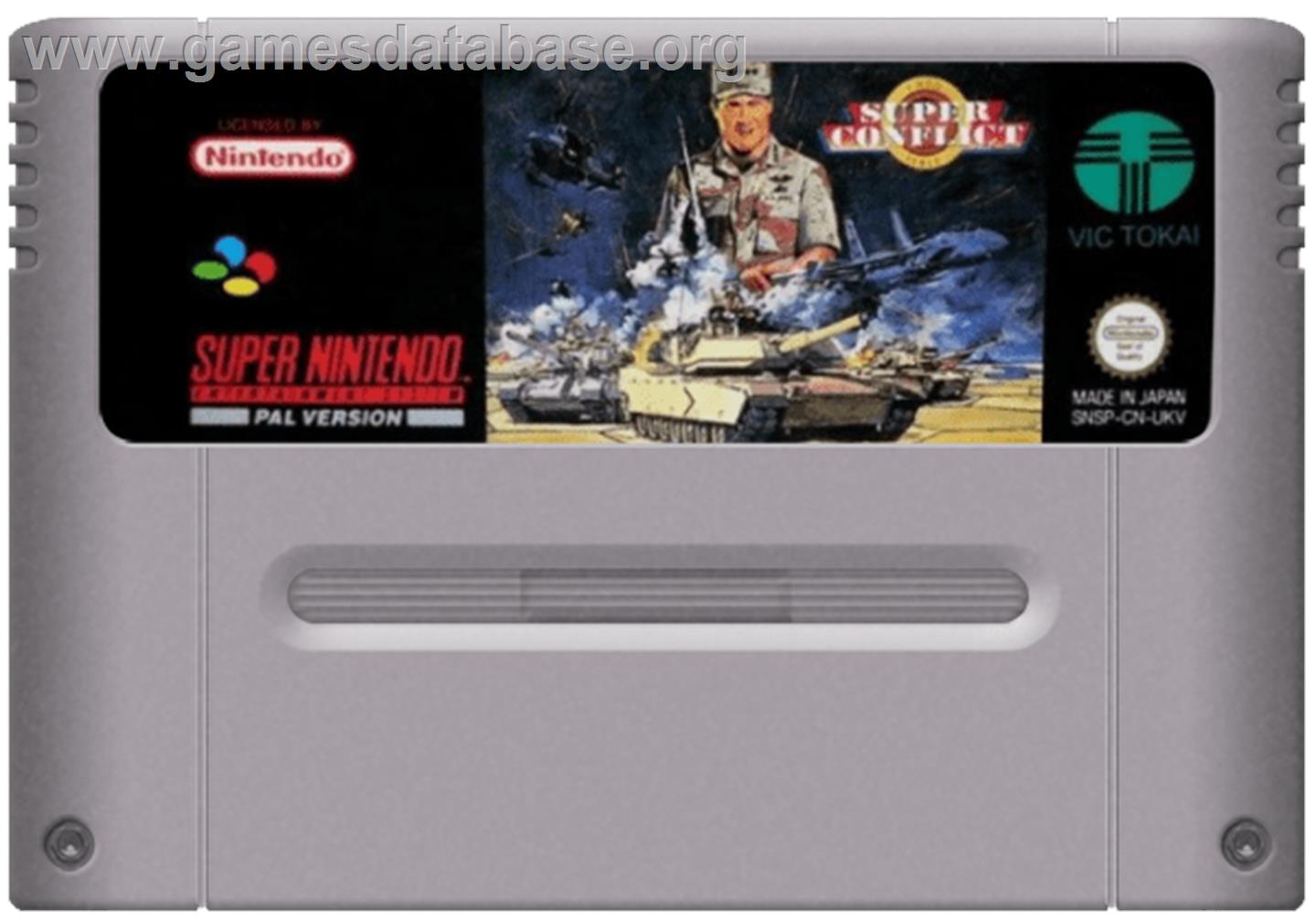 Super Conflict: The Mideast - Nintendo SNES - Artwork - Cartridge