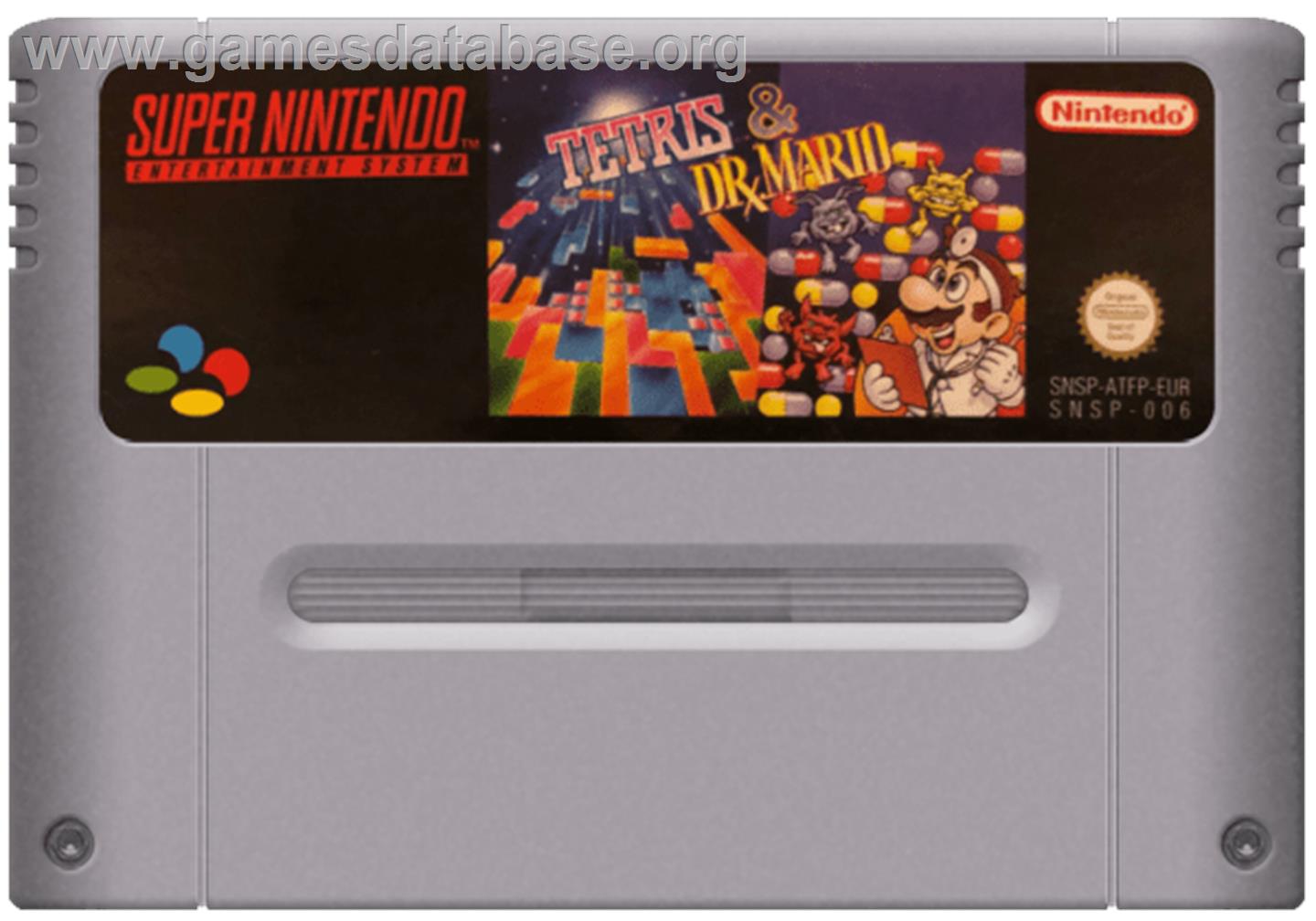 Tetris & Dr. Mario - Nintendo SNES - Artwork - Cartridge