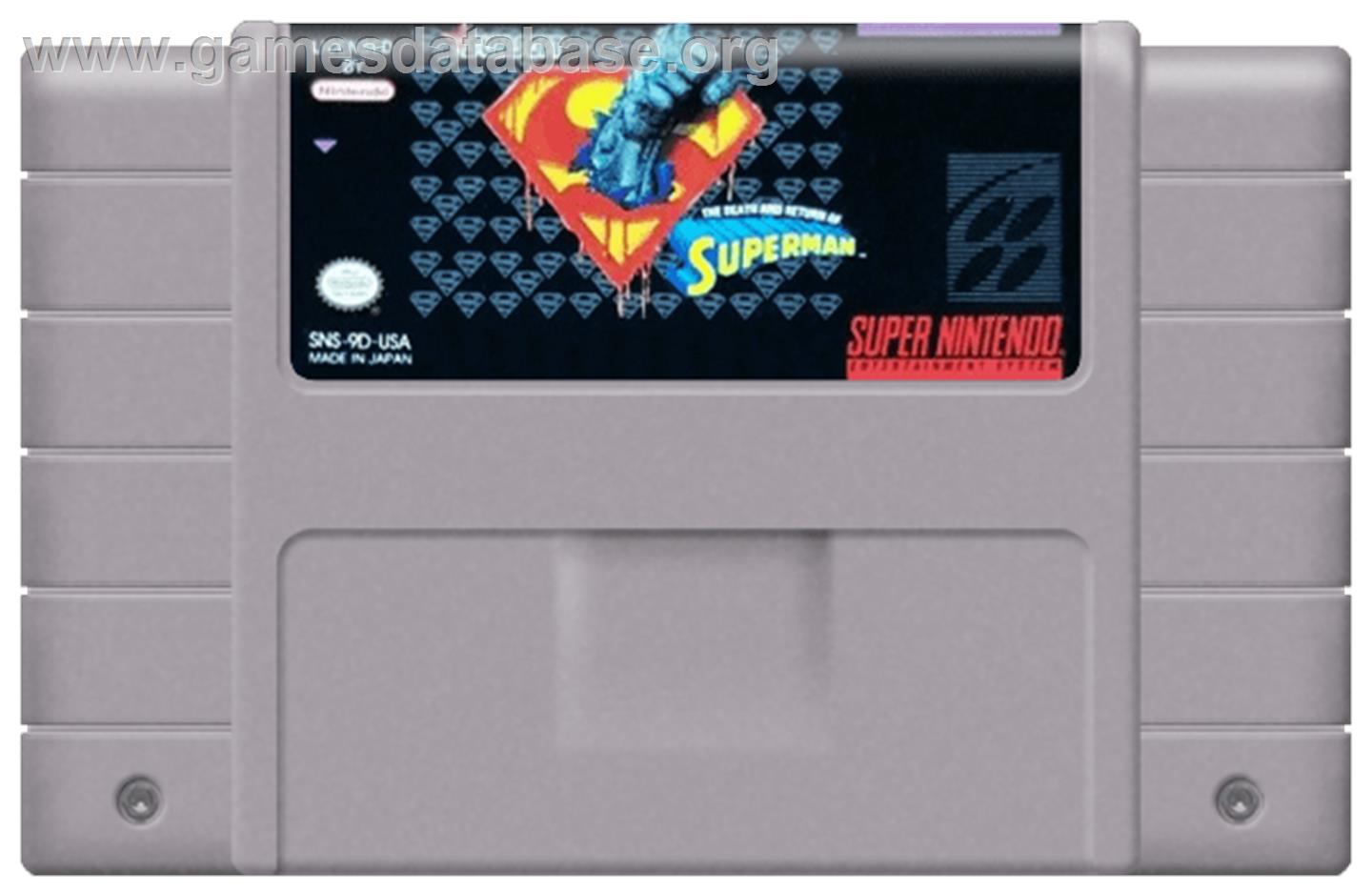 The Death and Return of Superman - Nintendo SNES - Artwork - Cartridge