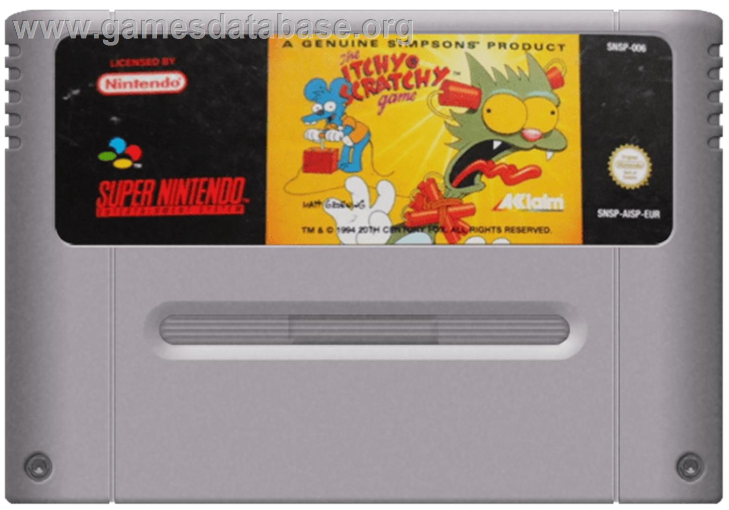 The Itchy & Scratchy Game - Nintendo SNES - Artwork - Cartridge