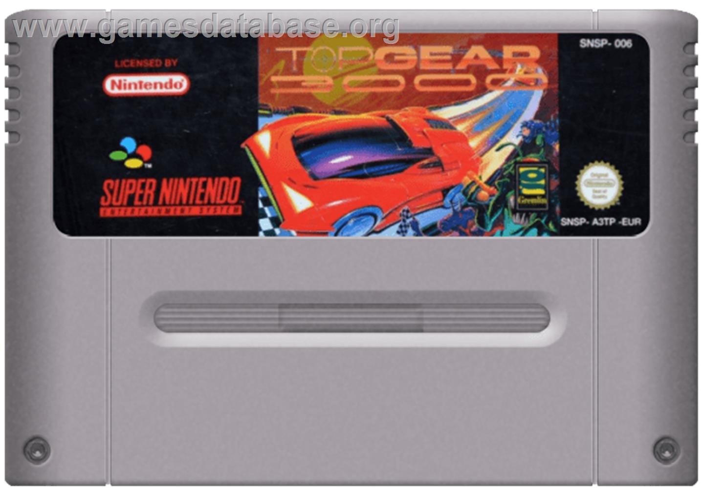 Top Gear 3000 - Nintendo SNES - Artwork - Cartridge