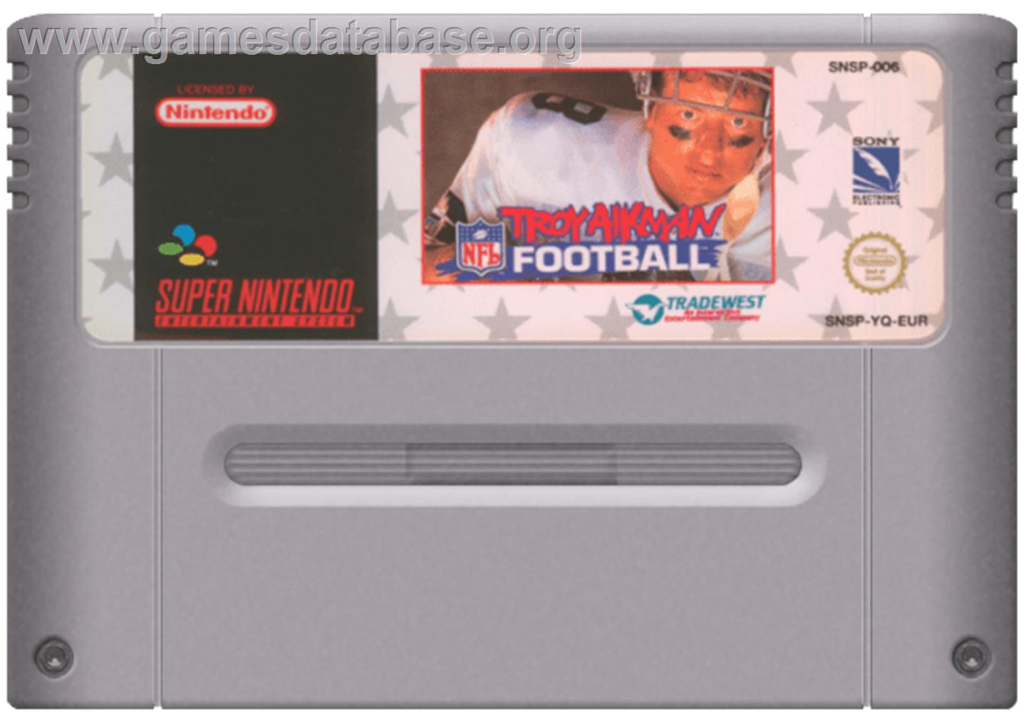 Troy Aikman NFL Football - Nintendo SNES - Artwork - Cartridge