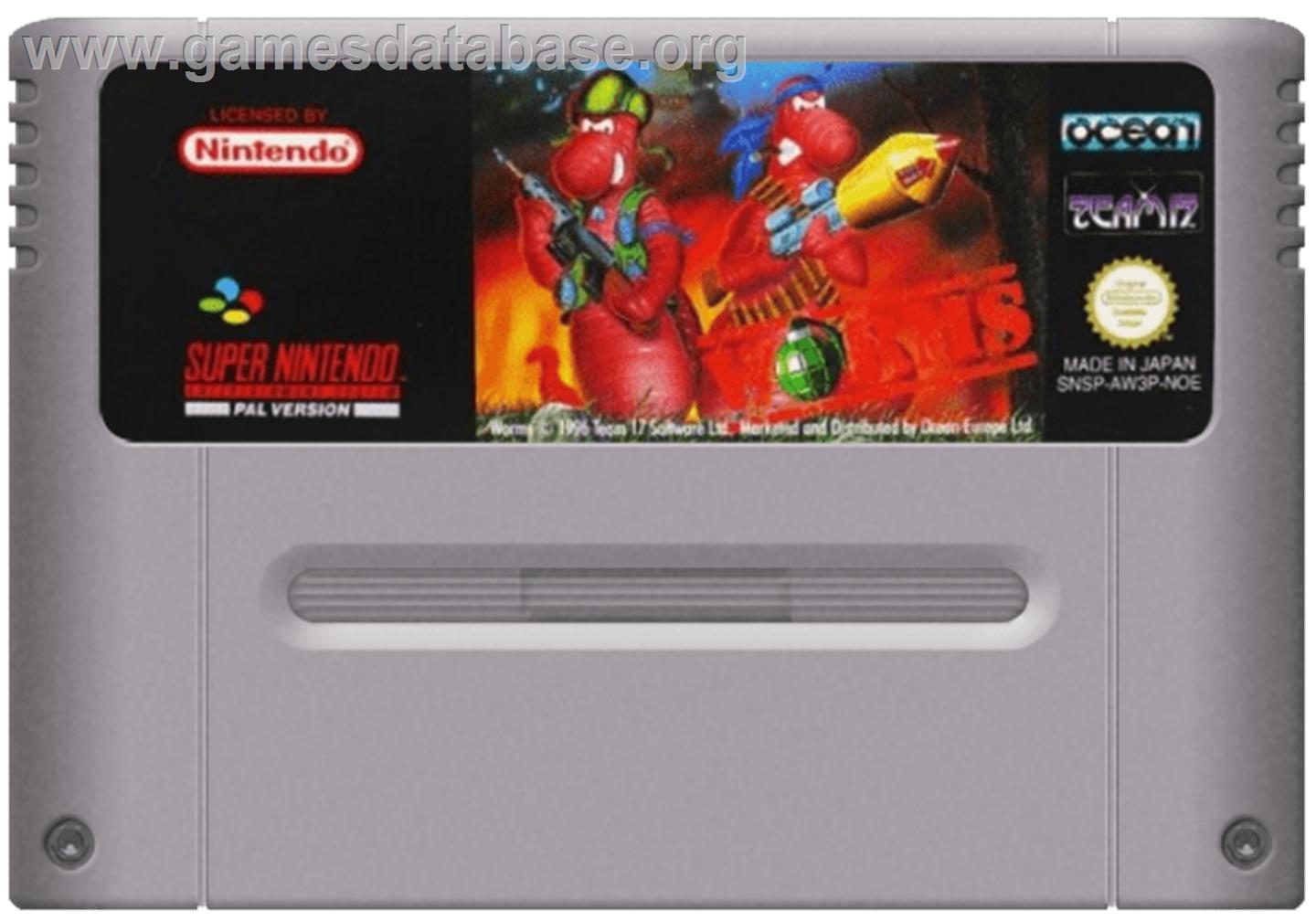 Worms - Nintendo SNES - Artwork - Cartridge