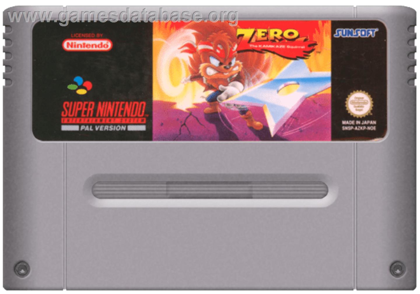 Zero the Kamikaze Squirrel - Nintendo SNES - Artwork - Cartridge