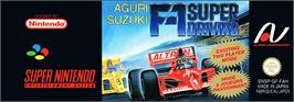 Top of cartridge artwork for Aguri Suzuki F-1 Super Driving on the Nintendo SNES.