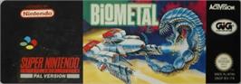Top of cartridge artwork for BioMetal on the Nintendo SNES.