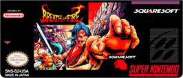 Top of cartridge artwork for Breath of Fire on the Nintendo SNES.