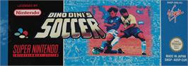 Top of cartridge artwork for Dino Dini's Soccer on the Nintendo SNES.