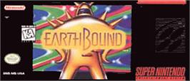 Top of cartridge artwork for EarthBound on the Nintendo SNES.