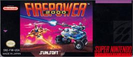 Top of cartridge artwork for Firepower 2000 on the Nintendo SNES.