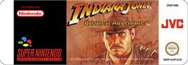 Top of cartridge artwork for Indiana Jones' Greatest Adventures on the Nintendo SNES.