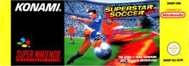 Top of cartridge artwork for International Superstar Soccer on the Nintendo SNES.