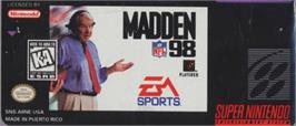 Top of cartridge artwork for Madden NFL '98 on the Nintendo SNES.