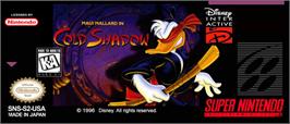 Top of cartridge artwork for Maui Mallard in Cold Shadow on the Nintendo SNES.