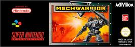 Top of cartridge artwork for MechWarrior on the Nintendo SNES.