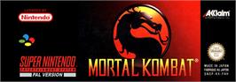 Top of cartridge artwork for Mortal Kombat on the Nintendo SNES.