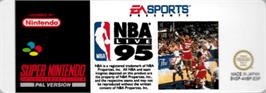 Top of cartridge artwork for NBA Live '95 on the Nintendo SNES.
