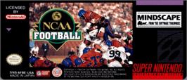 Top of cartridge artwork for NCAA Football on the Nintendo SNES.