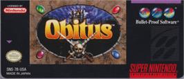 Top of cartridge artwork for Obitus on the Nintendo SNES.