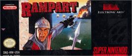 Top of cartridge artwork for Rampart on the Nintendo SNES.