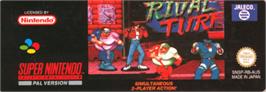 Top of cartridge artwork for Rival Turf on the Nintendo SNES.