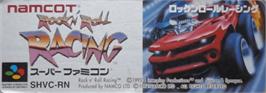 Top of cartridge artwork for Rock 'n Roll Racing on the Nintendo SNES.