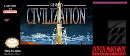 Top of cartridge artwork for Sid Meier's Civilization on the Nintendo SNES.