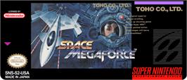 Top of cartridge artwork for Space Megaforce on the Nintendo SNES.