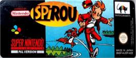 Top of cartridge artwork for Spirou on the Nintendo SNES.