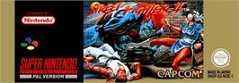 Top of cartridge artwork for Street Fighter II: The World Warrior on the Nintendo SNES.