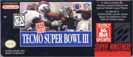 Top of cartridge artwork for Tecmo Super Bowl III: Final Edition on the Nintendo SNES.