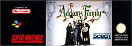 Top of cartridge artwork for The Addams Family on the Nintendo SNES.